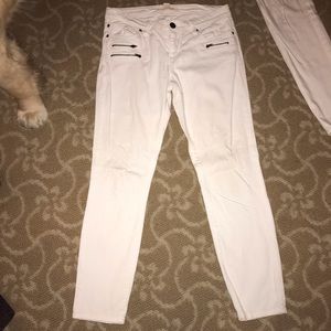 White Zipper Jeans